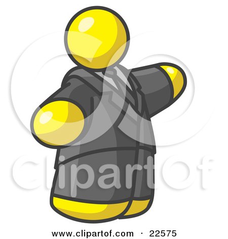 Clipart Illustration of a Big Yellow Business Man in a Suit and Tie by Leo Blanchette