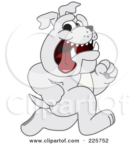 Royalty-Free (RF) Clipart Illustration of a Gray Bulldog Mascot Running by Toons4Biz
