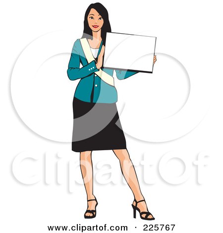 Royalty-Free (RF) Clipart Illustration of a Professional Woman Presenting A Blank Sign - 5 by David Rey