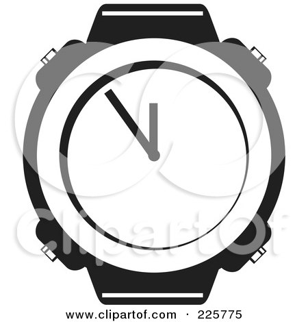 Royalty-Free (RF) Clipart Illustration of a Black And White Watch Face by David Rey