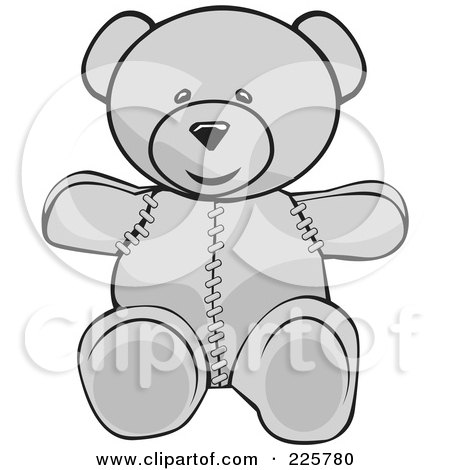 Royalty-Free (RF) Clipart Illustration of a Cute Gray Stitched Up Teddy