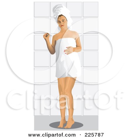 Royalty-Free (RF) Clipart Illustration of a Woman Wearing A Towel Around Her Body And On Her Head by David Rey