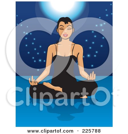 Royalty-Free (RF) Clipart Illustration of a Relaxed Woman Meditating On The Floor by David Rey