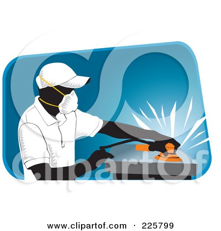Royalty-Free (RF) Clipart Illustration of a Worker Sanding by David Rey
