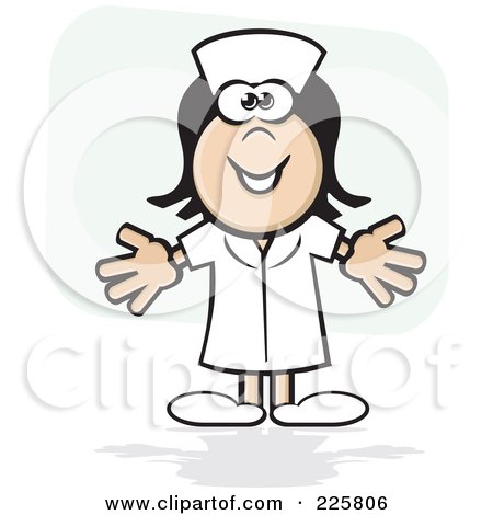 Royalty-Free (RF) Clipart Illustration of a Friendly Nurse Holding Her Arms Out by David Rey