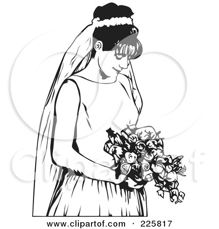 Royalty-Free (RF) Clipart Illustration of a Black And White Bride by David Rey