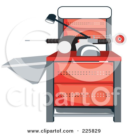 Royalty-Free (RF) Clipart Illustration of a Brake Service Machine by David Rey