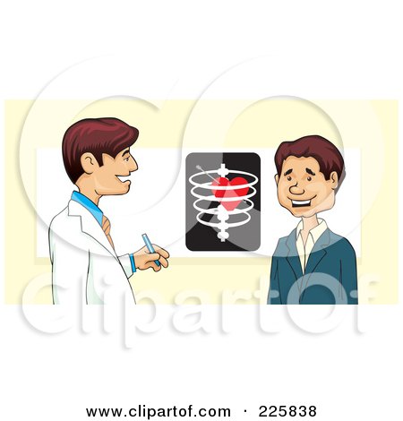 Royalty-Free (RF) Clipart Illustration of a Doctor Discussing The Heart With A Patient by David Rey