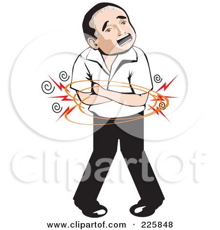 Royalty-Free (RF) Clipart Illustration of a Man With A Terrible Stomach Ache by David Rey
