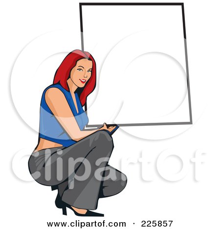 Royalty-Free (RF) Clipart Illustration of a Professional Woman Presenting A Blank Sign - 2 by David Rey