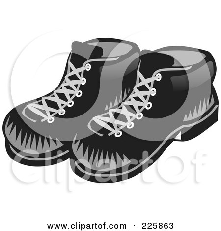 Royalty-Free (RF) Clipart Illustration of a Black And White Pair Of Shoes by David Rey