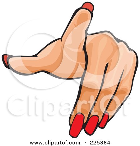 Royalty-Free (RF) Clipart Illustration of a Woman's Hand With Red Finger Nails, Pointing by David Rey