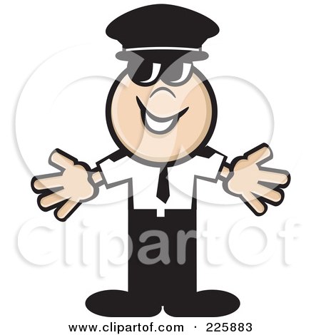 Royalty-Free (RF) Clipart Illustration of a Pilot Man Holding His Arms Out by David Rey