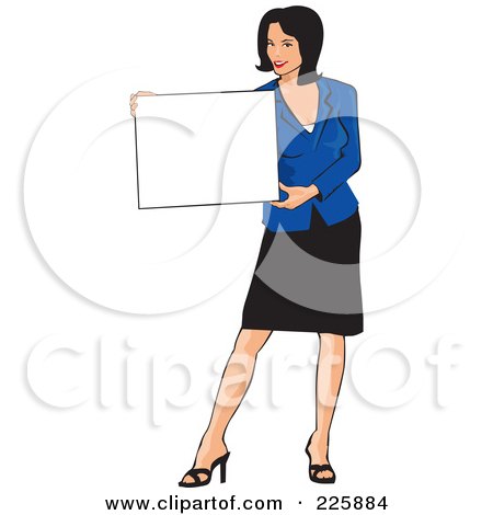 Royalty-Free (RF) Clipart Illustration of a Professional Woman Presenting A Blank Sign - 3 by David Rey