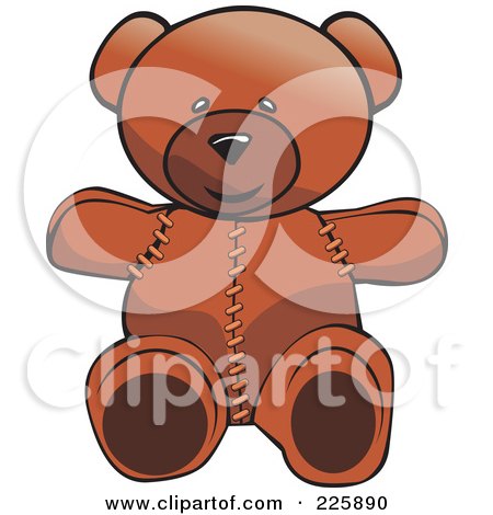 Royalty-Free (RF) Clipart Illustration of a Cute Brown Stitched Up Teddy Bear by David Rey