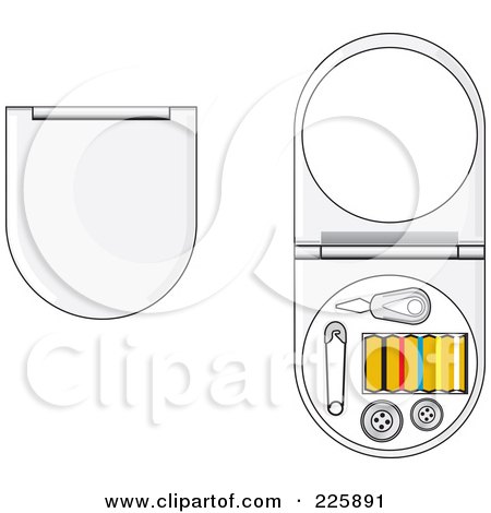 Royalty-Free (RF) Clipart Illustration of a Sewing Kit And Mirror by David Rey