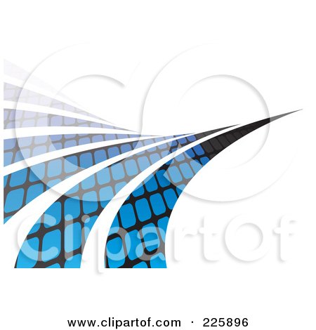 Royalty-Free (RF) Clipart Illustration of Black And Blue Patterned Swooshes Leading Into The Distance by Arena Creative