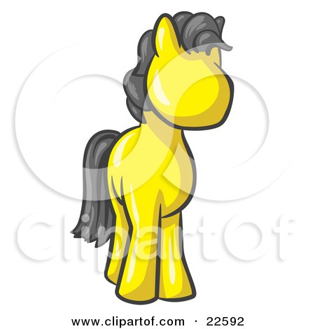 Clipart Illustration of a Cute Yellow Pony Horse Looking Out At The Viewer by Leo Blanchette