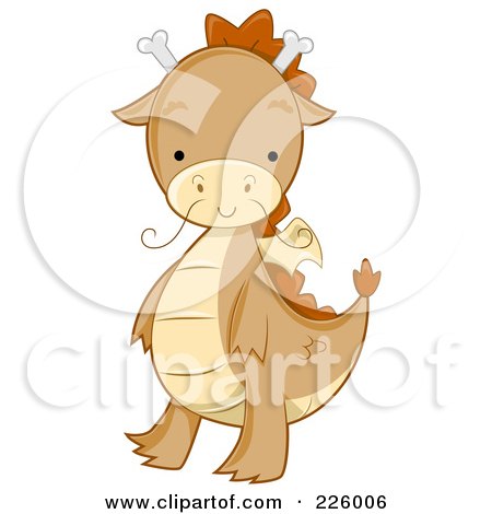 Royalty-Free (RF) Clipart Illustration of a Cute Whiskered Dragon Walking by BNP Design Studio