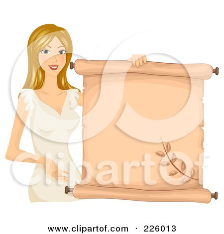 Royalty-Free (RF) Clipart Illustration of a Blond Virgo Girl Holding A Scroll Sign by BNP Design Studio
