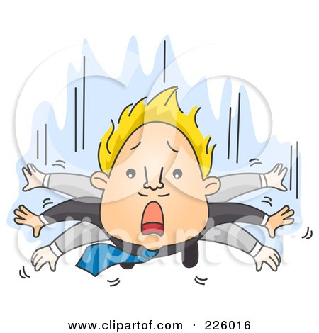 Royalty-Free (RF) Clipart Illustration of a Businessman Flapping His Arms While He Falls by BNP Design Studio