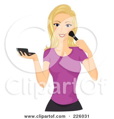 Royalty-Free (RF) Clipart Illustration of a Pretty Woman Applying Blush by BNP Design Studio