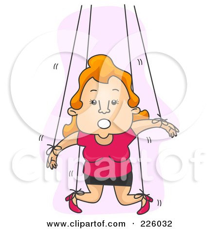 Royalty-Free (RF) Clipart Illustration of a Woman Attached To Puppet Strings by BNP Design Studio