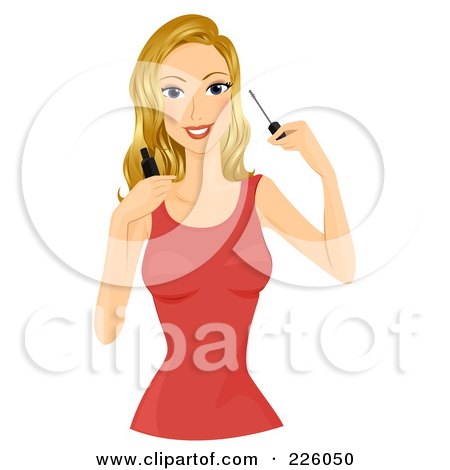 Royalty-Free (RF) Clipart Illustration of a Pretty Woman Applying Mascara by BNP Design Studio