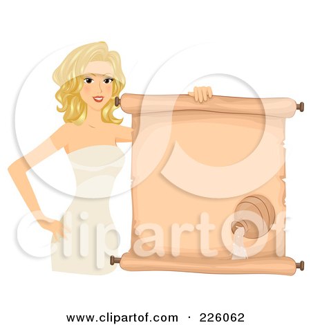 Royalty-Free (RF) Clipart Illustration of a Blond Aquarius Girl Holding A Scroll Sign by BNP Design Studio