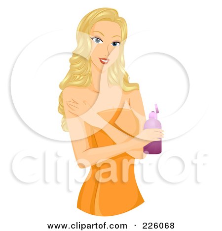 Royalty-Free (RF) Clipart Illustration of a Pretty Woman Applying Lotion by BNP Design Studio