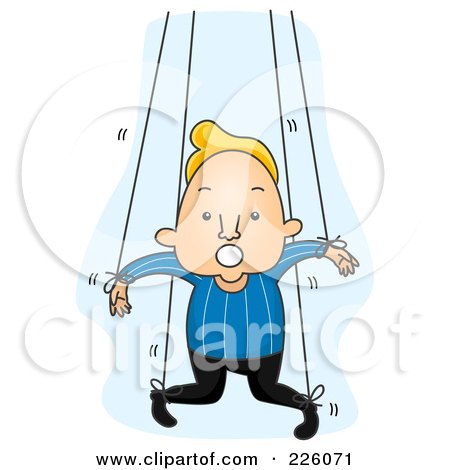 Royalty-Free (RF) Clipart Illustration of a Man Attached To Puppet Strings by BNP Design Studio