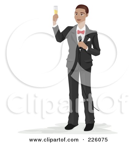 Royalty-Free (RF) Clipart Illustration of a Man Making A Wedding Toast by BNP Design Studio