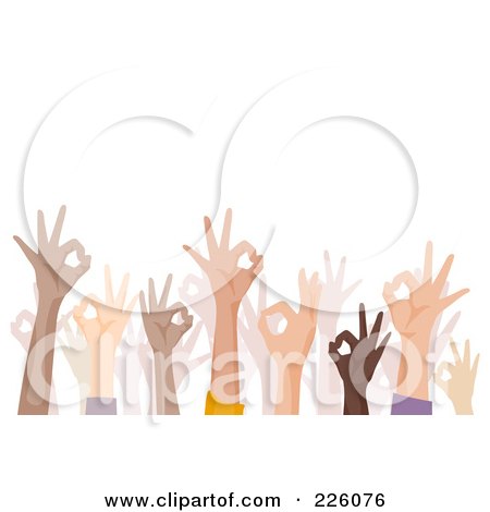 Royalty-Free (RF) Clipart Illustration of a Crowd Of Hands Gesturing Okay by BNP Design Studio