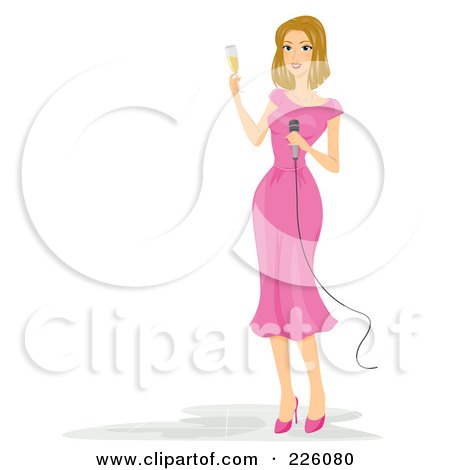 Royalty-Free (RF) Clipart Illustration of a Woman Making A Wedding Toast by BNP Design Studio
