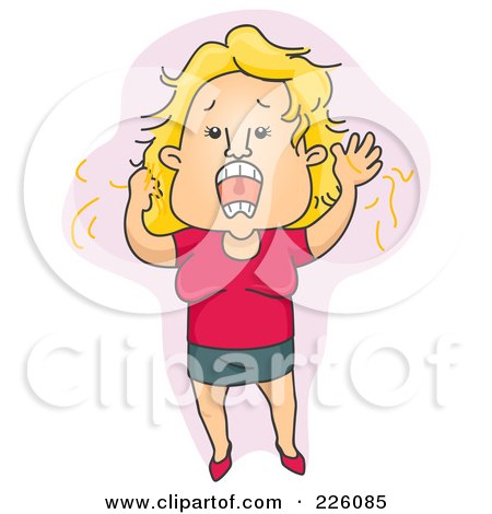 Royalty-Free (RF) Clipart Illustration of a Woman Screaming While Her Hair Falls Out by BNP Design Studio