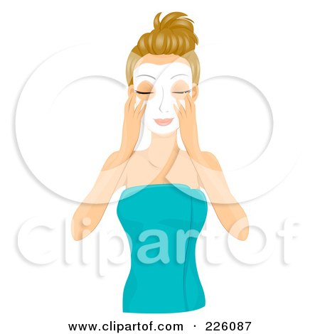 Royalty-Free (RF) Clipart Illustration of a Pretty Woman Applying A White Facial Mask by BNP Design Studio