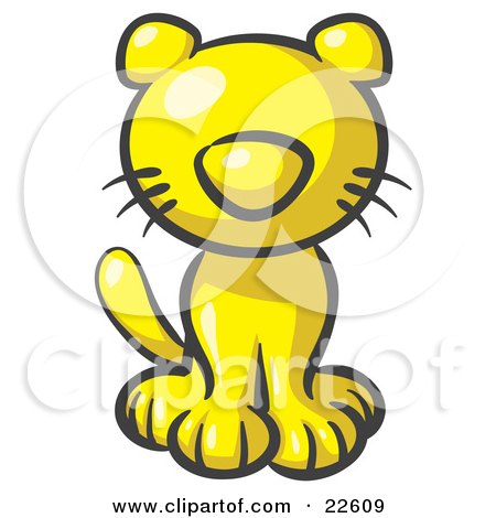 Clipart Illustration of a Cute Yellow Kitty Cat Looking Curiously at the Viewer by Leo Blanchette