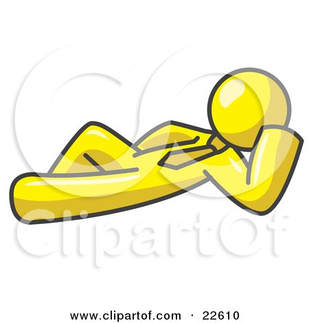 Clipart Illustration of a Relaxed Yellow Businessman Reclining  by Leo Blanchette