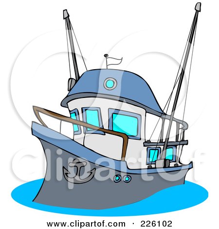 Royalty-Free (RF) Clipart Illustration of a Fishing Trawler Boat by djart