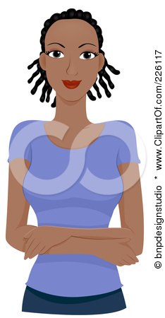 Royalty-Free (RF) Clipart Illustration of a Beautiful Black Woman With Her Arms In Front Of Her Torso by BNP Design Studio