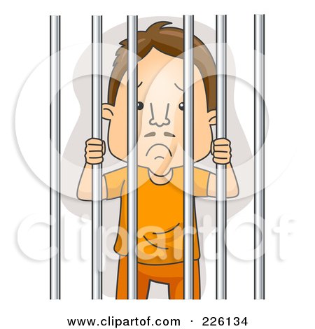 Royalty-Free (RF) Clipart Illustration of a Jailed Man In Orange by BNP Design Studio