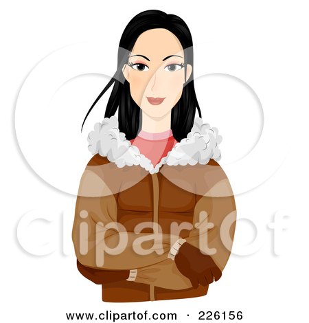 Royalty-Free (RF) Clipart Illustration of a Beautiful Eskimo Woman Wearing A Jacket And Gloves by BNP Design Studio