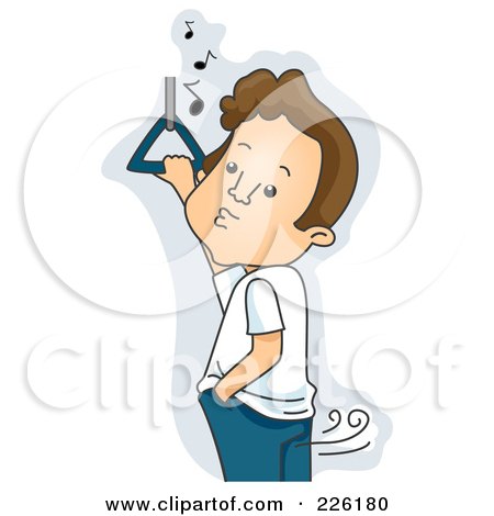 Royalty-Free (RF) Clipart Illustration of a Man Whistling While Farting On A Bus by BNP Design Studio