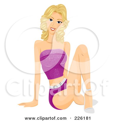 Royalty-Free (RF) Clipart Illustration of a Beautiful Woman Sitting In Short Shorts by BNP Design Studio