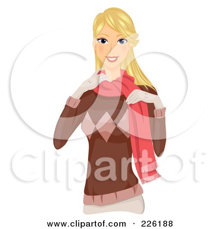 Royalty-Free (RF) Clipart Illustration of a Beautiful Woman Dressed In Warm Winter Clothes by BNP Design Studio