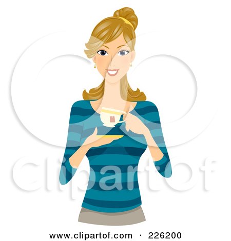 Royalty-Free (RF) Clipart Illustration of a Beautiful Woman Holding A Cup Of Tea by BNP Design Studio