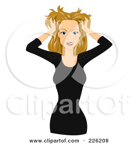Royalty-Free (RF) Clipart Illustration of a Beautiful Woman With An Itchy Scalp by BNP Design Studio