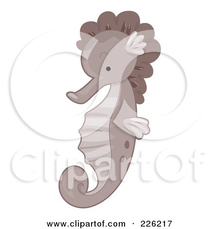 Royalty-Free (RF) Clipart Illustration of a Cute Brown Seahorse by BNP Design Studio