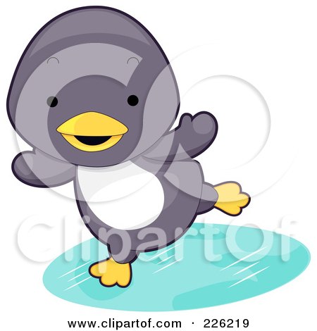 Royalty-Free (RF) Clipart Illustration of a Cute Baby Penguin Playing On Ice by BNP Design Studio