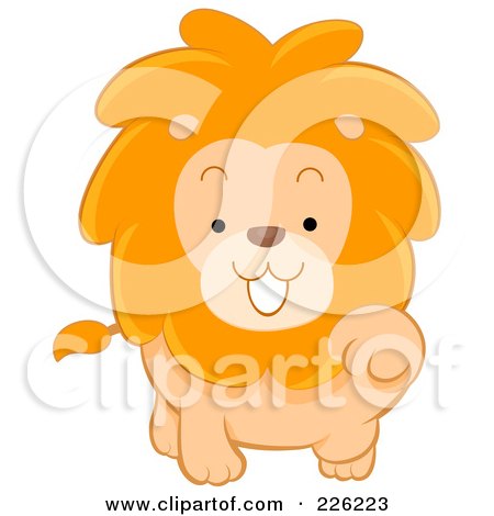 Royalty-Free (RF) Clipart Illustration of a Cute Lion Lifting A Paw by BNP Design Studio